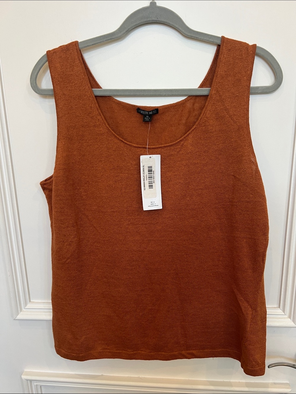 NWT Lafayette 148 Linen Tank. Color is Burnt Orange/Rust. Size XL.